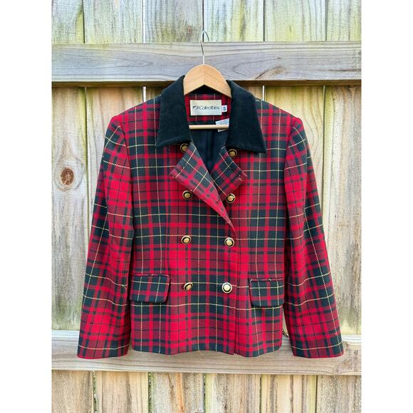 Vintage Red Tartan Wool Blazer (Made in USA) J H Collectibles - Picture 8 of 11